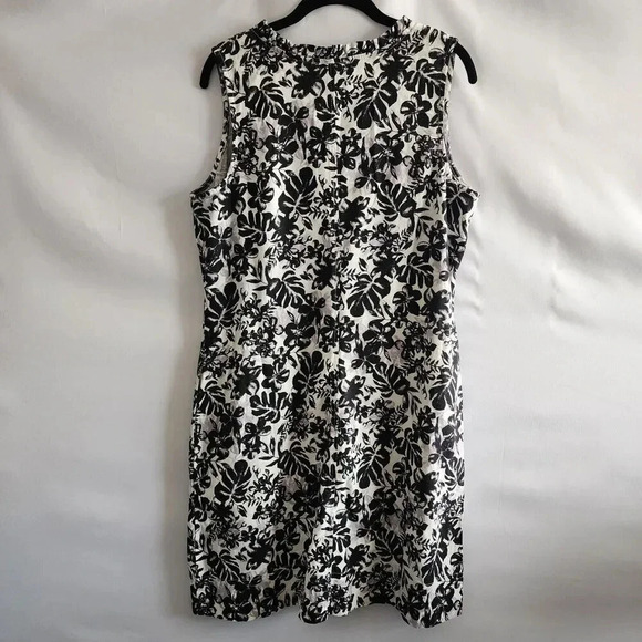 BRIGGS Linen Floral Tropical Knee Length Sleeveless Dress Pockets SZ Large - Picture 5 of 9